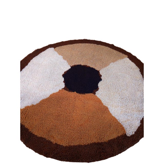 Modern Vintage Dutch Round Wool Rug, 1970 For Sale - Image 3 of 14