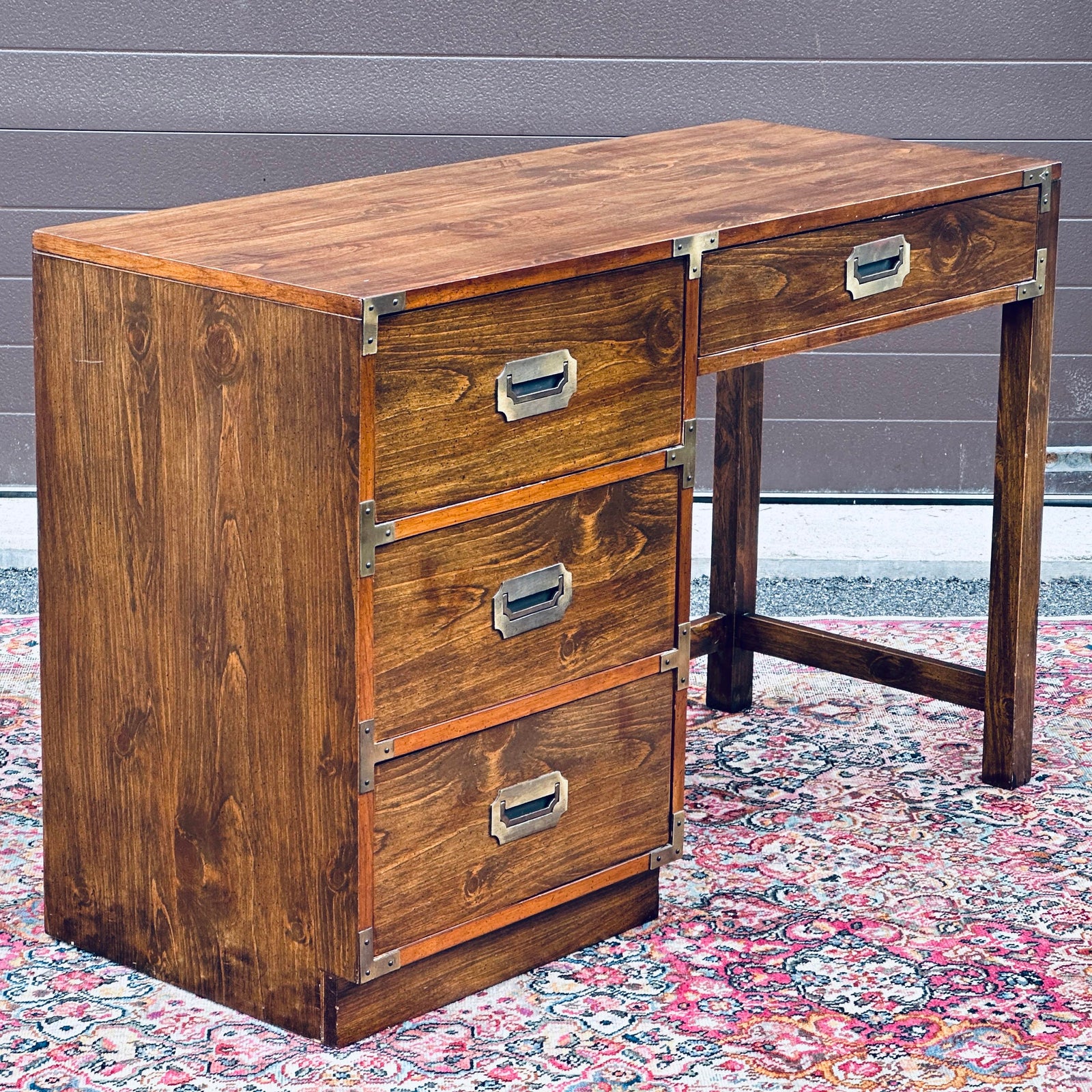 Vintage Bernhardt Campaigner Campaign Style Writing Desk | Chairish