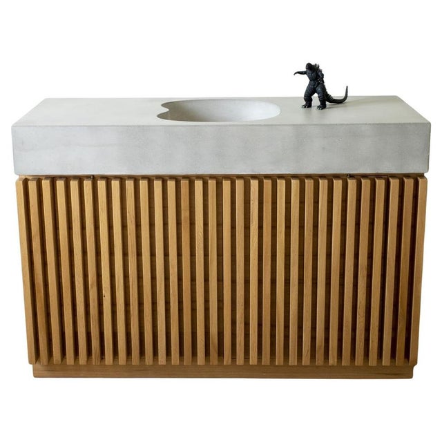 Ventaglio Concrete and Cedar Vanity Sink by Baka Studio For Sale - Image 6 of 6