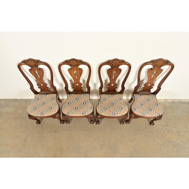 1960s Kittinger Georgian Carved Mahogany Dining Chairs, Set of Four For Sale - Image 5 of 15