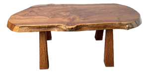 Vintage French Brutalist Coffee Table in Walnut, 1970s