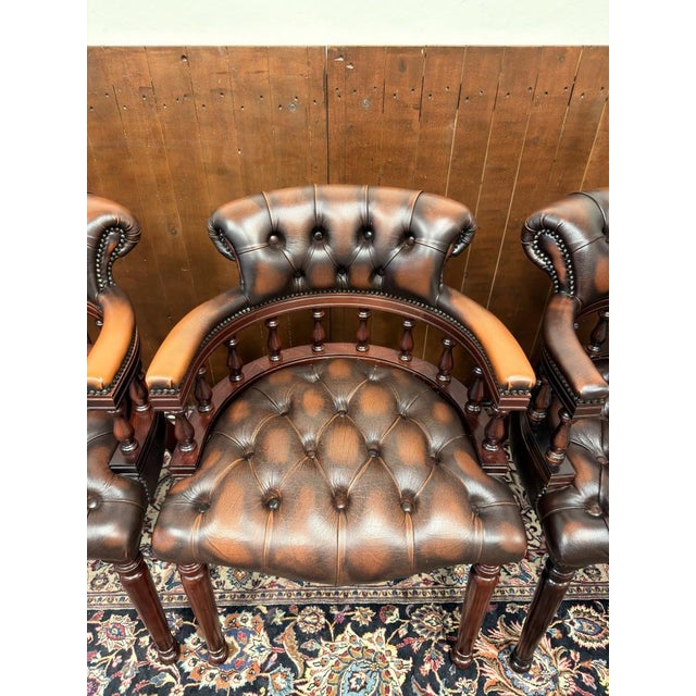 English Chesterfield Chairs, Set of 6 For Sale - Image 10 of 18