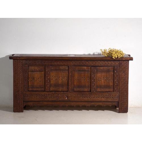 Antique Carved Pine Sideboard, Xinjiang, China, 1900 For Sale - Image 13 of 14
