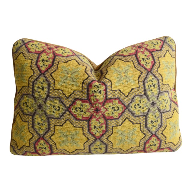 Designer Clarence House Saratoga Fabric Feather/Down Pillow For Sale