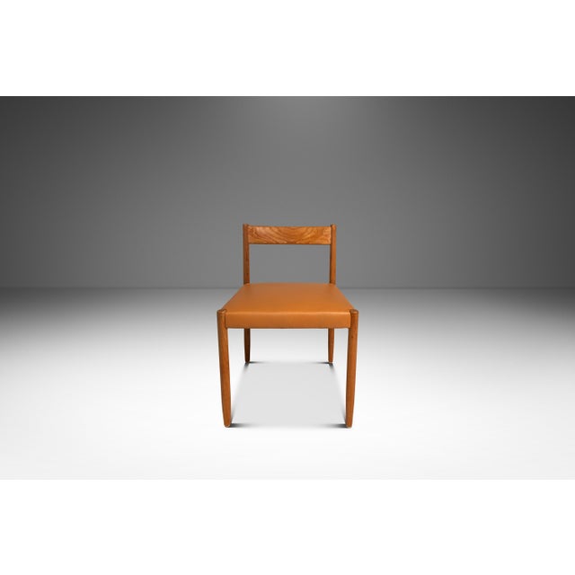 Wood Set of Four (4) Restored Mid-Century Danish Modern Dining Chairs in Teak & Leather Attributed to Poul M. Volther for Frem Røjle, Demark, C. 1960's For Sale - Image 7 of 18