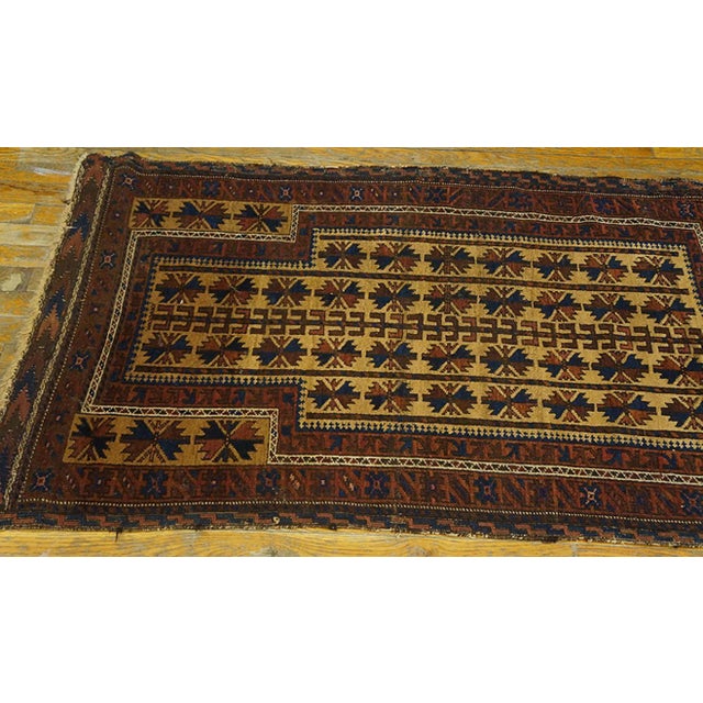 Tribal 1890s Geometric Tribal Antique Baluch-Turkmen Rug 2'9" X 4'7" Handknotted Wool Carpet For Sale - Image 3 of 5