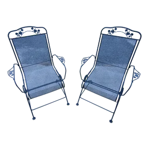 Vintage Outdoor Metal Lounge Chairs - a Pair