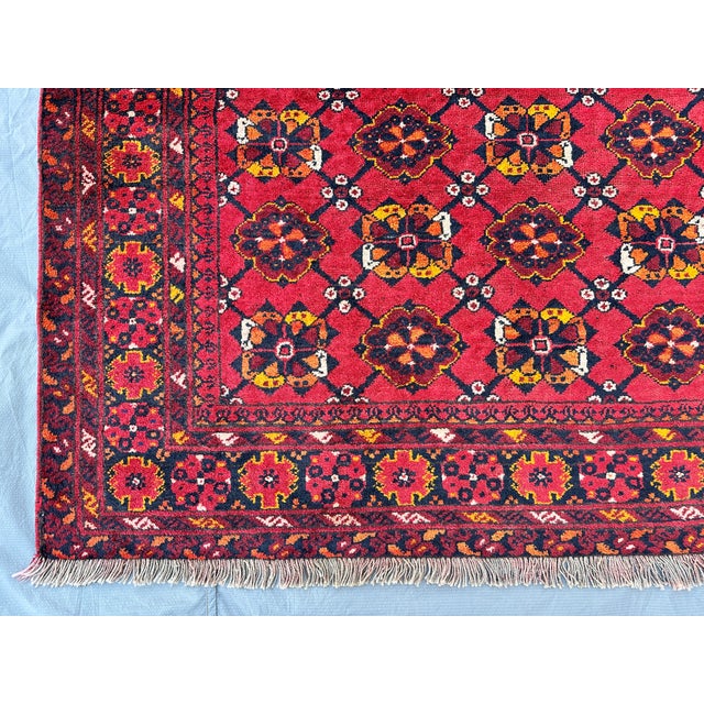 Red Afghan Andkhoy Hand-Knotted Wool Rug - 6'7" X 9'1" For Sale - Image 4 of 12