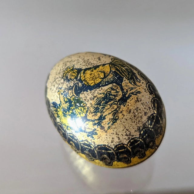 Metal 1940s Brass Egg Trinket Box Ormulu Trimmed Surprise Inside For Sale - Image 7 of 11