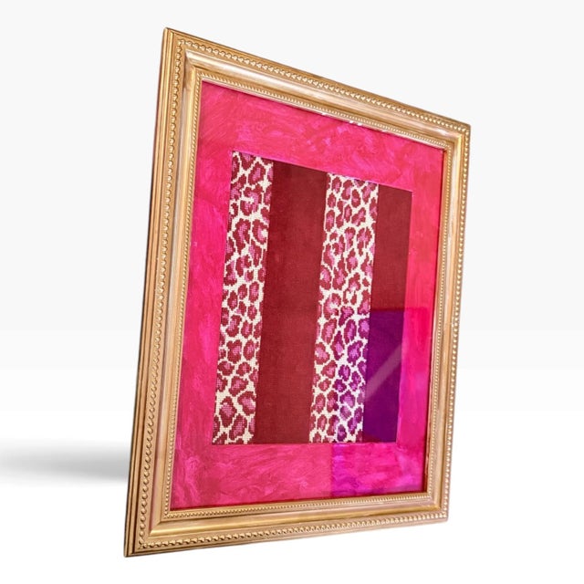 Hollywood Regency Contemporary Framed Schumacher Guépard Stripe Velvet Textile Art For Sale - Image 3 of 6