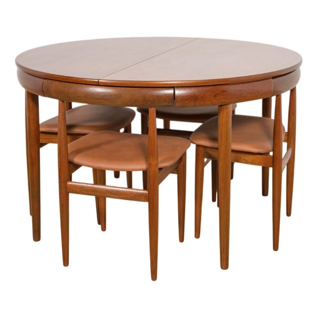 Mid-Century Modern Teak Dining Table and Chairs by Hans Olsen for Frem Røjle, Denmark, 1960s, Set of 5 For Sale