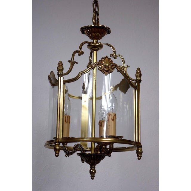 Spanish Brass and Glass 3-Light Chandelier, 1950s For Sale - Image 11 of 11