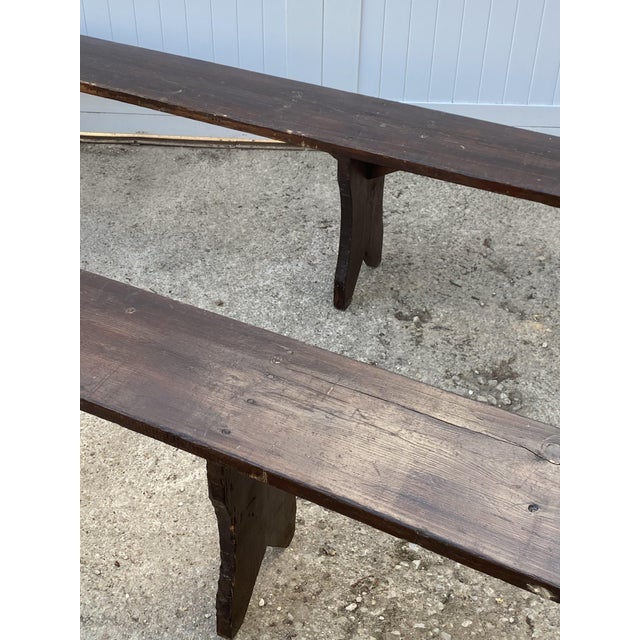 Rustic Wood Farmhouse Bench, 1950s For Sale - Image 14 of 17