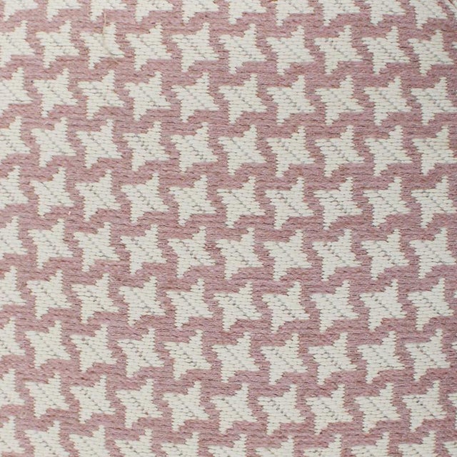 Metal Mid-Century Footstool with Pink Geometric Fabric, Italy, 1950 For Sale - Image 7 of 9