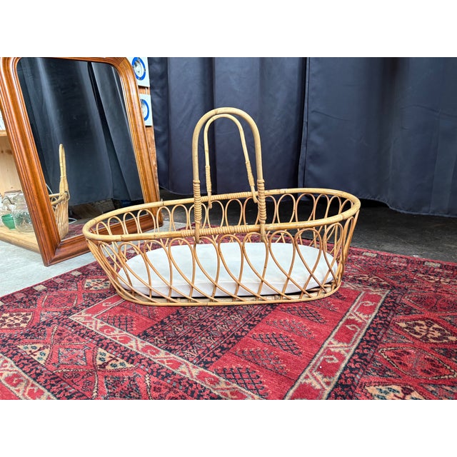 Vintage Rattan Cradle, 1960s For Sale - Image 13 of 15