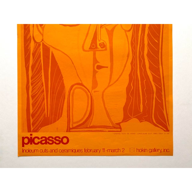 Pablo Picasso Pablo Picasso Vintage 1970 Mid Century Modernist Lithograph Print Palm Beach Exhibition Poster " Grand Tete De Feme " 1962 For Sale - Image 4 of 11