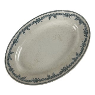 Oval Earthenware Platter with Lauriers Pattern from Moulins des Loups, 1900s For Sale