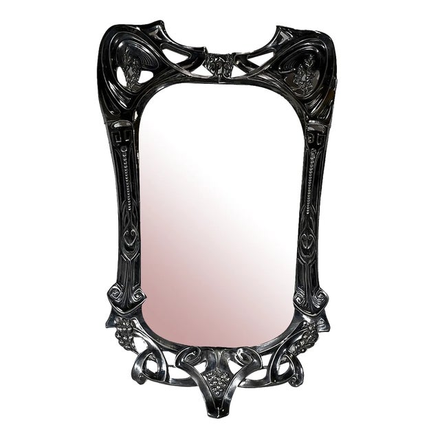 Art Nouveau Silver Metal Mirror, 1890s For Sale