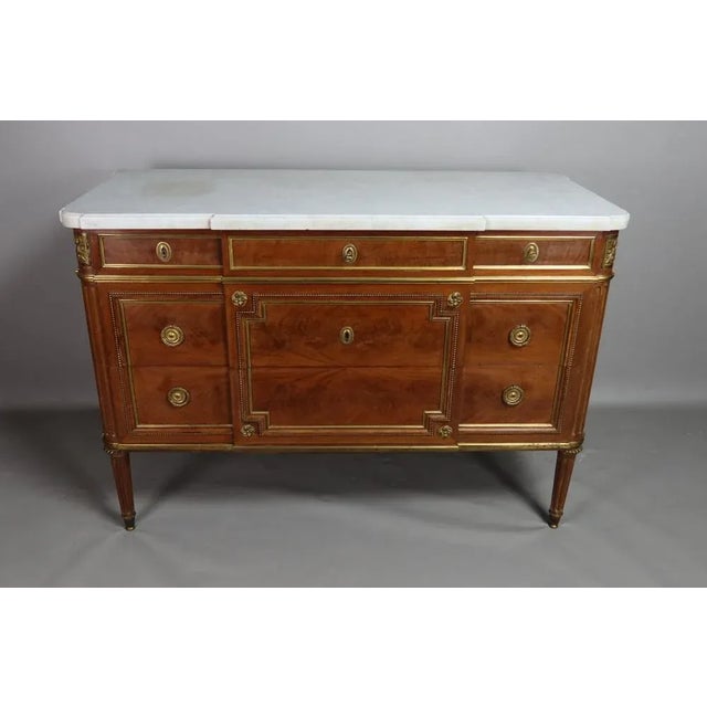 Vintage Louis XVI Maroon Dresser For Sale - Image 10 of 11