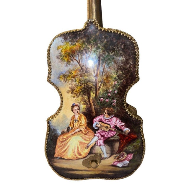 19th Century Rare 19th Century Austrian Enameled Violin Music Box For Sale - Image 5 of 10