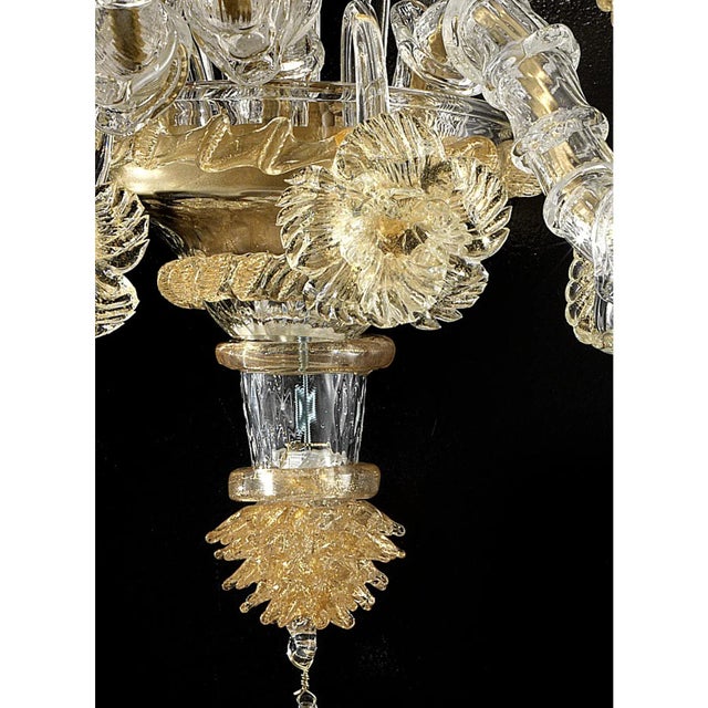 Early 21st Century Italian Ca Rezzonico with Gold Flowers and Leaves Murano Glass by Simoeng For Sale - Image 5 of 9