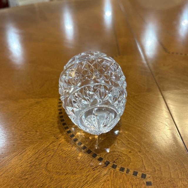 A solid Waterford Crystal egg in the Imperial pattern, showcasing the design’s characteristic combination of dense diamond...