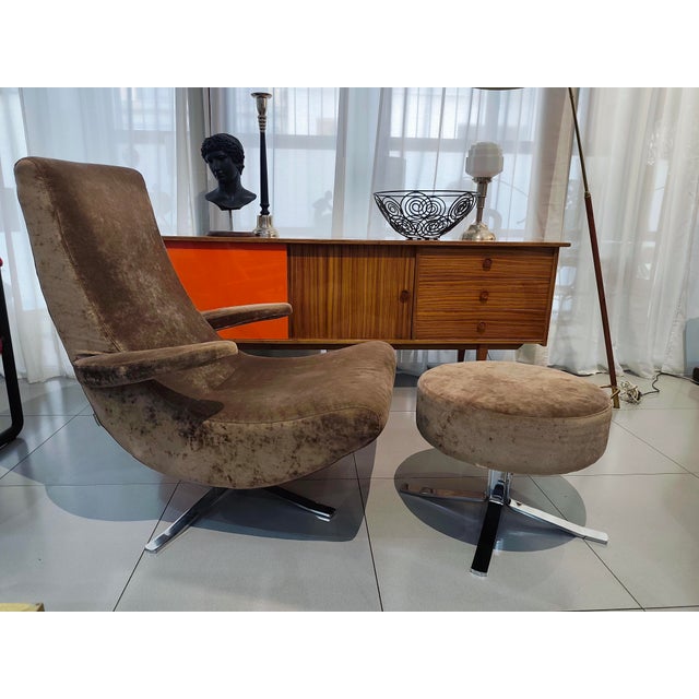 Set of Vintage Fama Lounge Chair and Ottoman, 1990s For Sale - Image 9 of 12