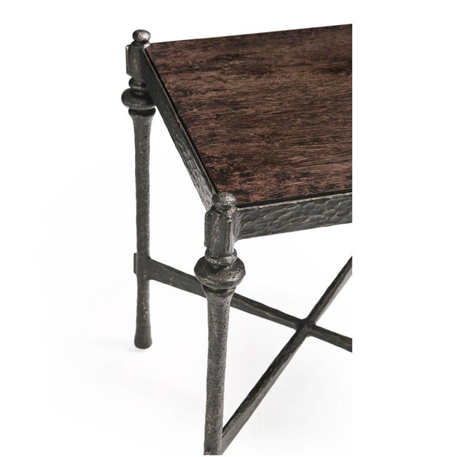 Rustic Modern Rustic Hammered Iron Side Table For Sale - Image 3 of 10