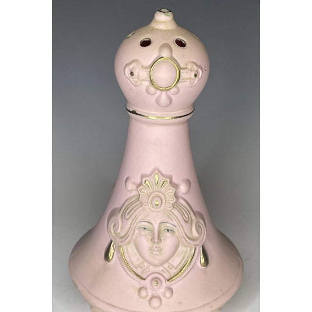 Rare Antique Schafer & Vater Pink Bisque Porcelain Figural Lady Hatpin Holder For Sale - Image 4 of 12
