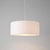 Nova Stretch Pendant Light in Satin Nickel With White Linen Drum Shade, Dimmable, Modern Style For Sale - Image 4 of 5