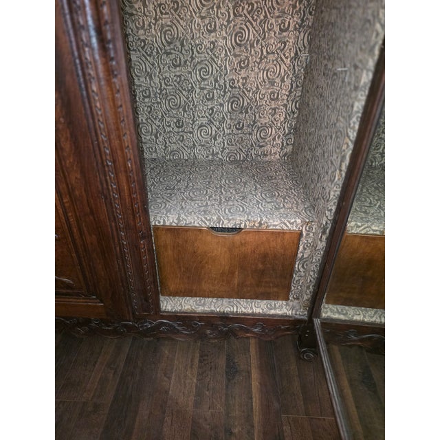 Antique French Armoire Lined in Fortuny Fabric For Sale - Image 9 of 9