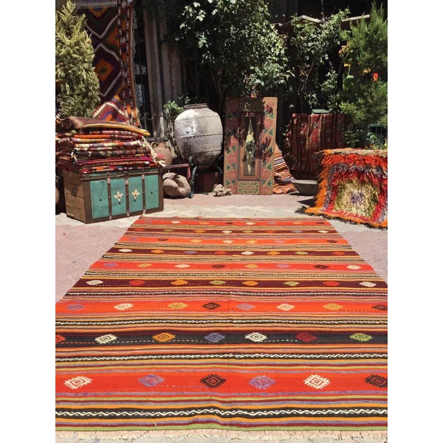 Vintage Turkish Kilim Rug - 109" X 71.5" For Sale - Image 4 of 9