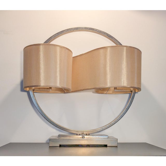 Early 21st Century Modern Contemporary Double Drum Continuous Shade Lamp For Sale - Image 5 of 9