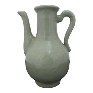 Chinese Longquan Celadon Glazed Pottery Ewer Wine Pitcher For Sale