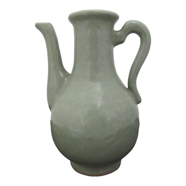 Chinese Longquan Celadon Glazed Pottery Ewer Wine Pitcher For Sale
