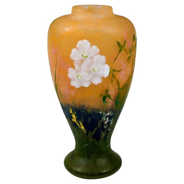 Art Nouveau Cameo Vase with Primroses Decor from Daum Nancy, France, 1920 For Sale - Image 12 of 12