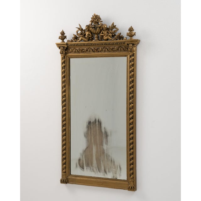 19th Century French Napoleon III Style Glitwood Wooden Wall Mirror France 19th Century For Sale - Image 4 of 10