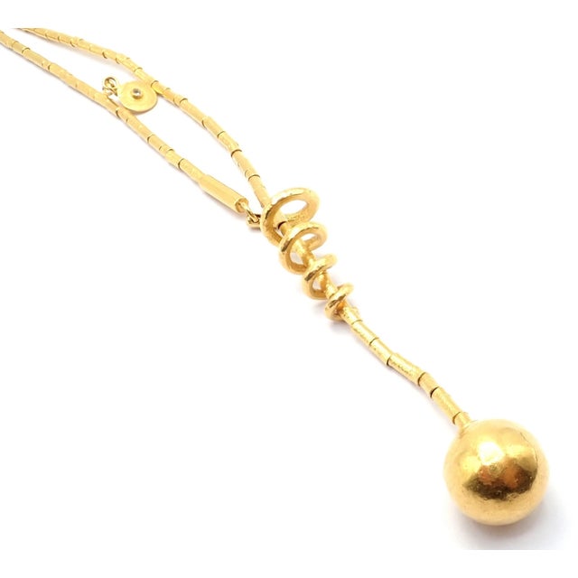 1990s 1990s Gurhan Vertigo Yellow Gold Lariat Beaded Spiral Necklace For Sale - Image 5 of 13
