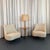 Dunbar Furniture 1950s Edward Wormley for Dunbar Teardrop Slipper Chairs With Snack Table Floor Lamp For Sale - Image 4 of 13