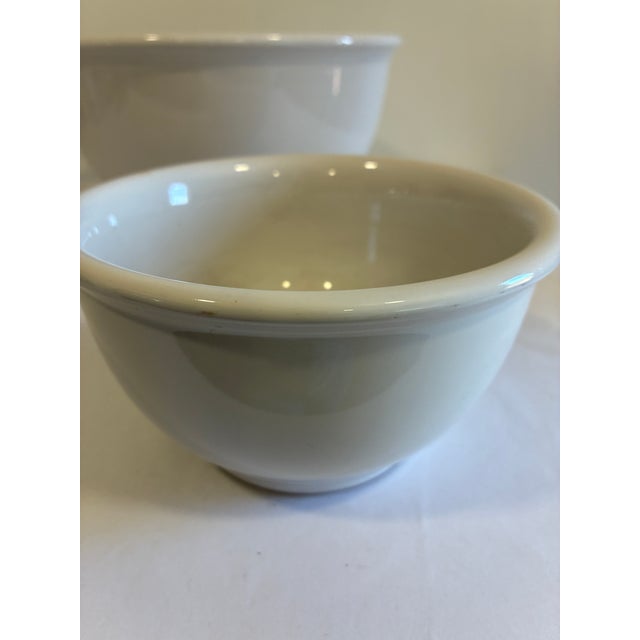 Mid 20th Century Vintage White Stoneware Nesting Mixing Bowls, Set of 3 For Sale - Image 5 of 9