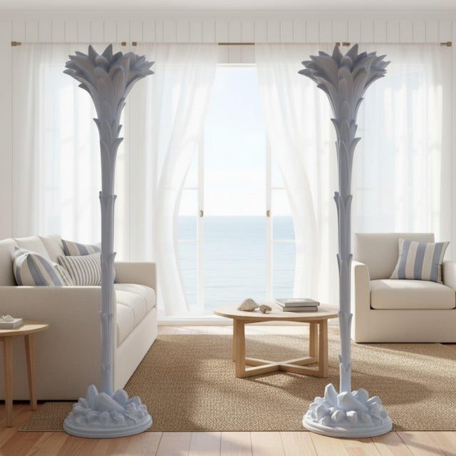 Serge Roche Style Torchere Palm Floor Lamps - a Pair For Sale - Image 11 of 11