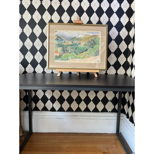 Signed Original Colored Pencil Landscape Drawing – Rolling Green Hills & Valley, Framed, 1980 For Sale - Image 10 of 10