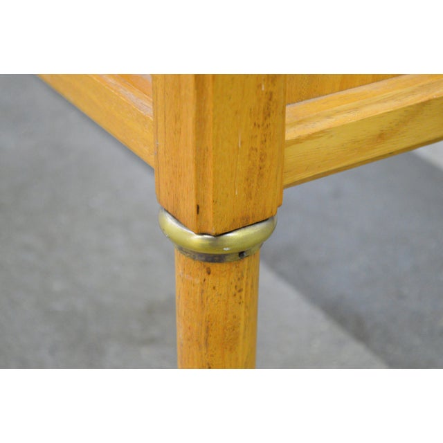 1960s Mid Century Modern Wood Italian Travertine Top Inserts Brass Trim Low Credenza Console Cabinet For Sale - Image 12 of 14