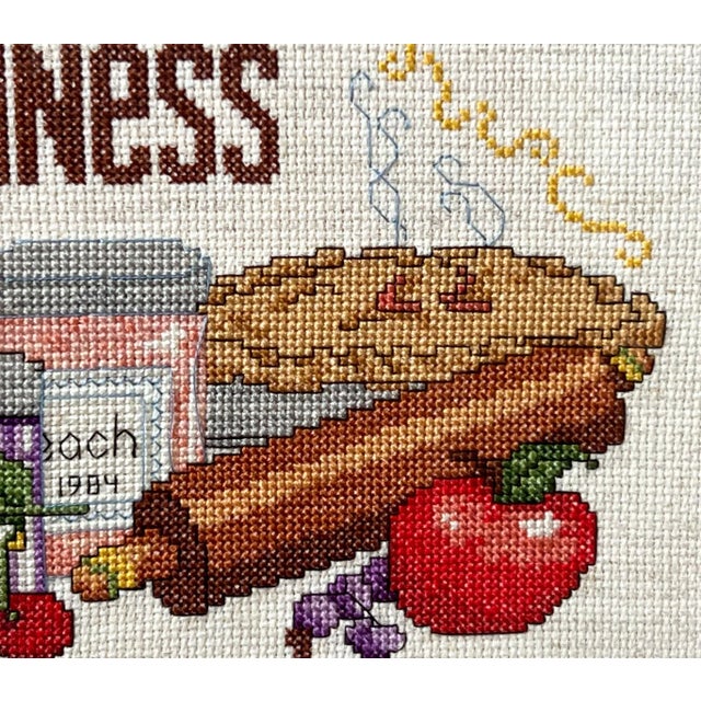 1980s Framed Cross Stitch “Happiness Is Homemade“ For Sale - Image 10 of 12