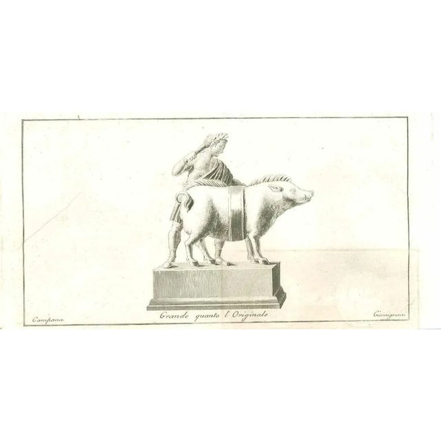Ancient roman bas-relief, from the series "antiquities of herculaneum", is an original etching on paper realized by...