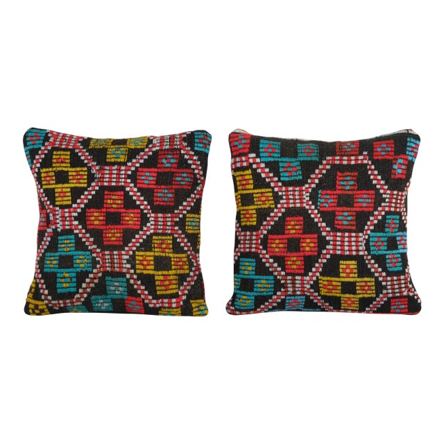 Striped Turkish Kilim Pillow Cover - a Pair For Sale