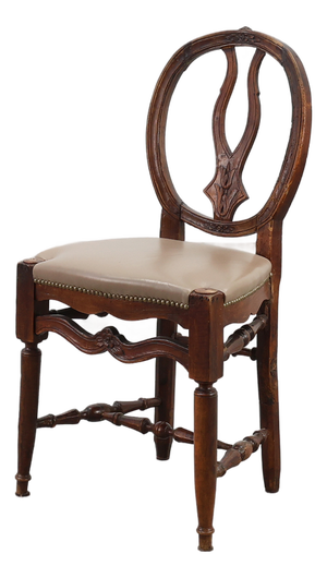 Antique Gustavian Walnut Chair with Leather, 1700s