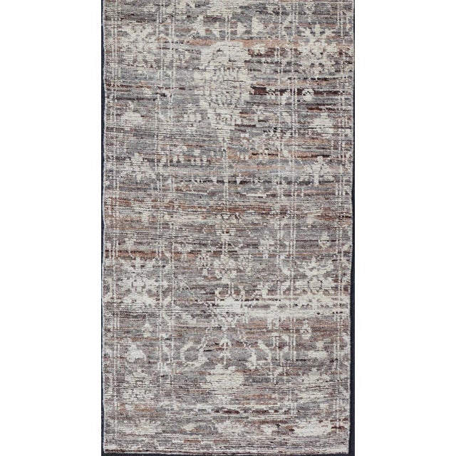 Cream Keivan Woven Arts Modern Runner in Shades of Gray, Brown, Cream 3' X 12'1 For Sale - Image 8 of 11