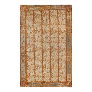 Antique Aubusson Tapestry With Golden Column Panels of Irises 4'10" X 8'10" For Sale