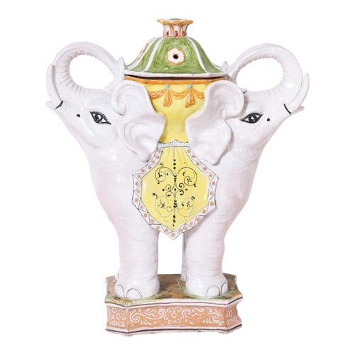 Glazed Terra Cotta Elephant Stand